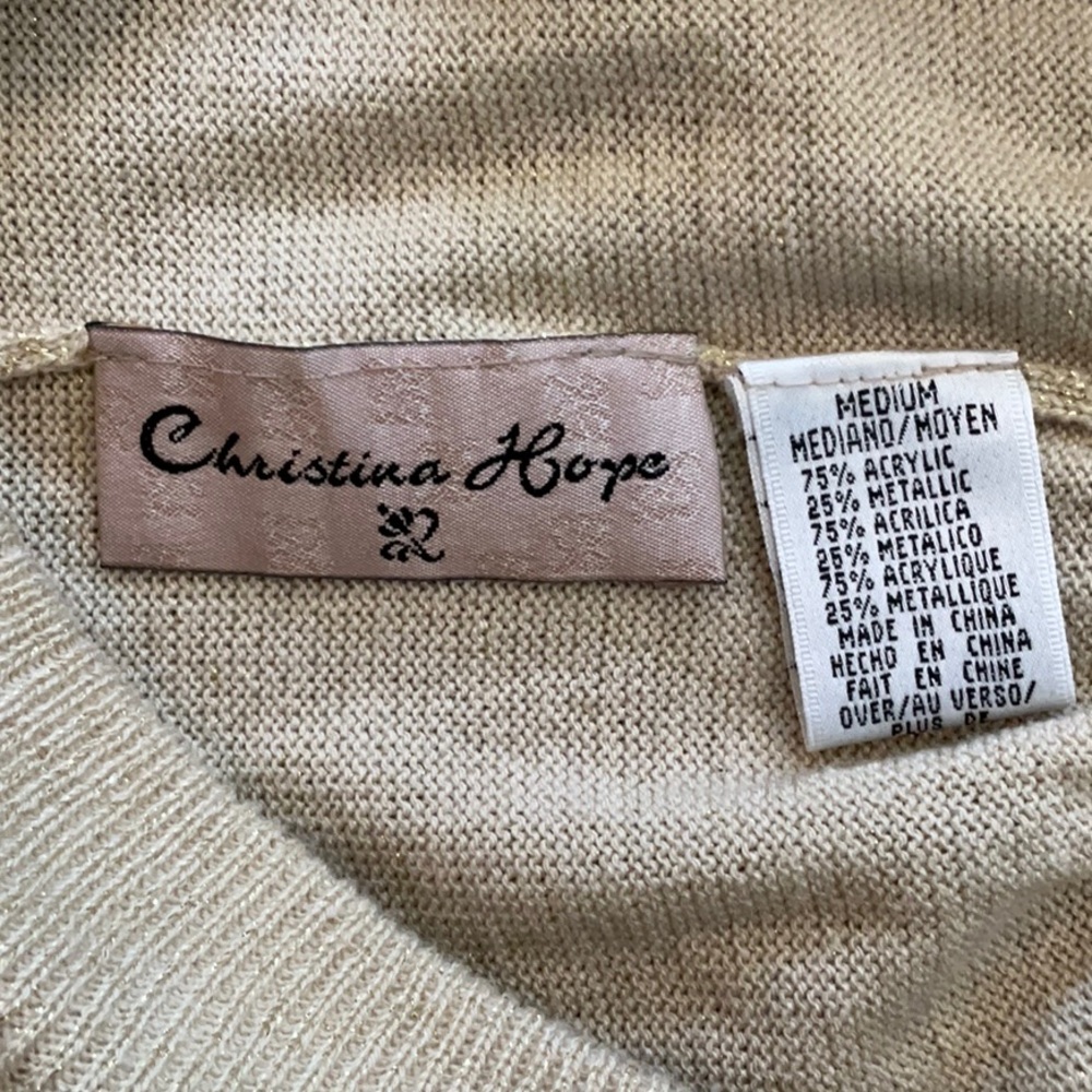 Christina Hope Navy Metallic Gold Stripe Knit Top & Gold Knit Pants Women Sz M - Picture 11 of 15